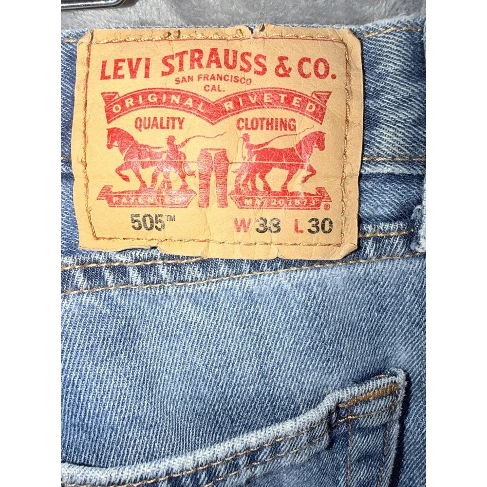 Levis Mens 505 Jeans W38 L30 Light Wash Straight Leg Classic Denim